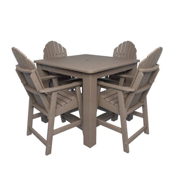 Highwood Usa Hamilton 5pc Square Counter Height Outdoor Patio Furniture Dining Set AD-CNA44-WBR - main